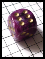 Dice : Dice - 6D Pipped - Purple Swirl with Gold Pips - FA collection buy Dec 2010